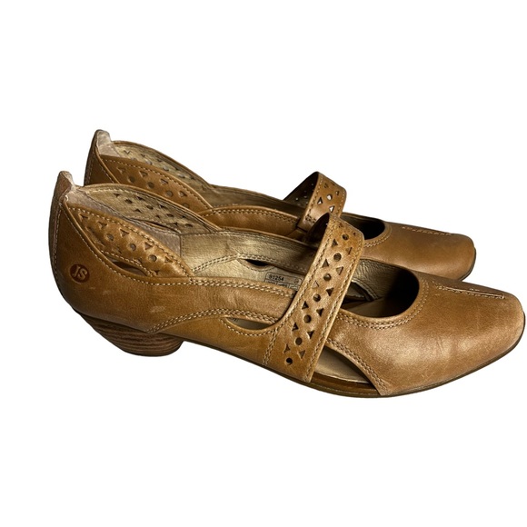 Josef Seibel Shoes - Josef Seibel Shoes Womens 39 Tina Mary Jane Slip On 91254 Brown Leather Heels